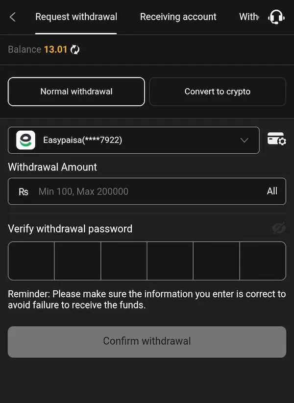 P99 Withdraw Method