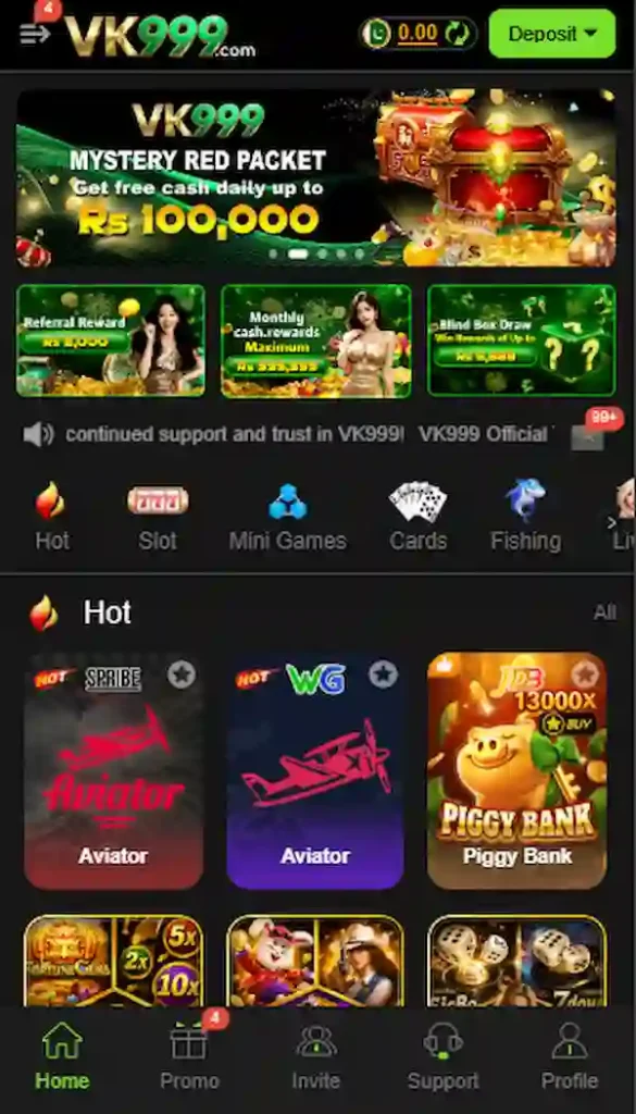 VK999 Game APK Interface
