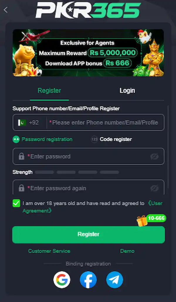 PKR365 Game Register